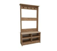 Destina Home Amelia Modern Hallways Coat Rack with 4 Shelves & Metal Hooks - Atlantic Pine - Beige