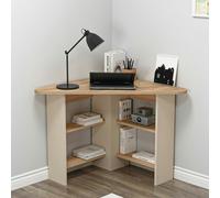 Destina Home Corner Computer Desk with Shelves-Gredos - Atlantic Pine - Beige