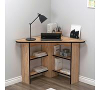 Destina Home Corner Computer Desk with Shelves-Gredos - Atlantic Pine - Black Band