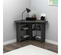 Destina Home Corner Computer Desk with Shelves-Gredos - Dark Grey