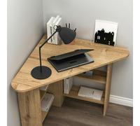 Destina Home Corner Computer Desk with Shelves-Gredos - Oak