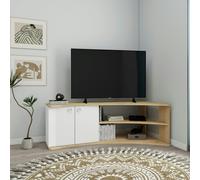 Destina Home Corner TV Stand Reversible Entertainment Center for TVs up to 60"-Dion - Sapphire Oak & White