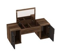 Destina Home Marie Wall-Mounted Makeup Table, Mirror, Shelves & Cabinets - 100 cm in Light Brown | Size: 1 Pack Destina Home Light Brown 1 Pack
