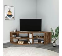 Destina Home Melitta Corner TV Stand with Shelving Unit - Light Walnut