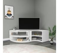 Destina Home Melitta Corner TV Stand with Shelving Unit - White