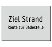 Destination Beach - Route to the Bathing Area - Aluminium Sign A5: 210 x 148 mm - Without Graphics, Only Text