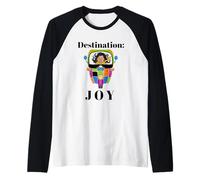 Destination Joy Retro Scooter Positive Vibes Design Raglan Baseball Tee