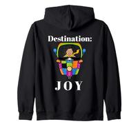 Destination Joy Retro Scooter Positive Vibes Design Zip Hoodie