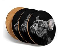 Destination Vinyl 4 Set - Black French Bulldog Dog Coasters - Kitchen Drinks Coaster #3885