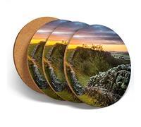Destination Vinyl 4 Set - Historic Hadrian's Wall England Coasters - Kitchen Drinks #3335