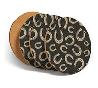 Destination Vinyl 4 Set - Lucky Charm Horse Shoes Pattern Coasters - Kitchen Drinks #3359