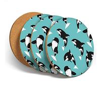 Destination Vinyl 4 Set - Orca Killer Whale Sea Life Coasters - Kitchen Drinks Coaster #3541