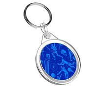 Destination Vinyl Keyrings 1 X Blue Cricket Ball Bat Sports - Keyring IR02 Mum Dad Birthday #16490