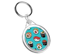 Destination Vinyl Keyrings 1 x Japanese Sushi Rolls Seafood - Keyring IR02 Dad Kids Birthday #14475