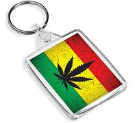 Destination Vinyl Keyrings Cannabis Rasta Flag Keyring -IP02- Jamaica Rastafari Weed Drugs 14456