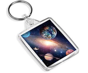 Destination Vinyl Keyrings Solar System Keyring -IP02- Earth Saturn Planets Space Stars Nebula #14405