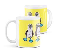 Destination Vinyl Ltd 1 White Ceramic Mug Cup (11oz / 284ml) Blue-Footed Boobies Cartoon for Coffee Tea Drinks Kitchen Office #59616