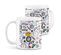Destination Vinyl ltd 1 White Ceramic Mug Cup (11oz / 284ml) Car Parts Mechanic Garage Dad Son Brother for Coffee Tea Drinks Kitchen Office #50456