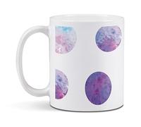 Destination Vinyl ltd 1 White Ceramic Mug Cup (11oz / 284ml) Colourful Purple Dot Pattern Theme for Coffee Tea Drinks Kitchen Office #170224
