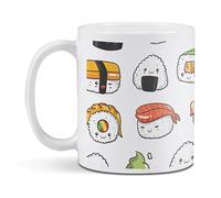 Destination Vinyl Ltd 1 White Ceramic Mug Cup (11oz / 284ml) Fun Japanese Sushi Cartoons Japan Food for Coffee Tea Drinks Kitchen Office #170093