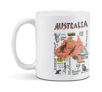 Destination Vinyl Ltd 1 White Ceramic Mug Cup (11oz / 284ml) Map Australia Travel Attractions for Coffee Tea Drinks Kitchen Office #61051