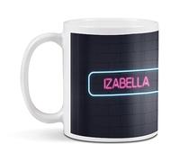 Destination Vinyl ltd 1 White Ceramic Mug Cup (11oz / 284ml) Neon Sign Design Izabella Name for Coffee Tea Drinks Kitchen Office #353053