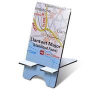 Destination Vinyl ltd 1 x 3mm MDF Mobile Phone Stand Llantwit Major Wales Travel Map UK Wooden Holder for Mobile Phone, Smartphone #51351