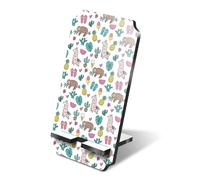 Destination Vinyl ltd 1 x 5mm MDF Mobile Phone Stand - Tropical Sloth Llama Pineapple Cactus Fruit Wooden Holder for Mobile Phone, Smartphone #170903