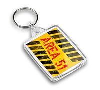 Destination Vinyl Ltd 1 x IP02 Rectangle Passport Keyring Photo Area 51 Warning Sign Aliens |Keychain|Keyring|Charm| #50112