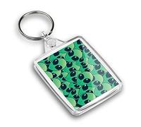 Destination Vinyl ltd 1 x IP02 Rectangle Passport Keyring Photo Green Alien Heads UFO Aliens Space |Keychain|Keyring|Charm| #170589