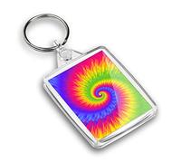 Destination Vinyl Ltd 1 x IP02 Rectangle Passport Keyring Photo Rainbow Swirl Tie Dye Hippy 60's |Keychain|Keyring|Charm| #53349
