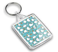 Destination Vinyl ltd 1 x Photo Keyring - Blue Cartoon Geese Goose Birds Duck |Keychain|Keyring|Charm| #44356