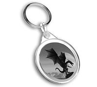 Destination Vinyl ltd 1 x Photo Keyring - Dragon & Knight Fantasy Landscape |Keychain|Keyring|Charm| #37406