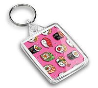 Destination Vinyl ltd 1 x Photo Keyring - Happy Kawaii Sushi Rolls Japanese Food |Keychain|Keyring|Charm| #45289