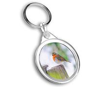 Destination Vinyl ltd 1 x Photo Keyring - Little Robin Redbreast Winter |Keychain|Keyring|Charm| #45580