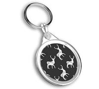 Destination Vinyl Ltd 1 x Round Photo Keyring Black Stag Dad Brother Rustic Father's Day |Keychain|Keyring|Charm| #170413