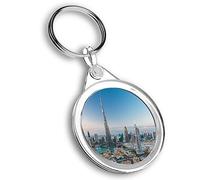 Destination Vinyl Ltd 1 x Round Photo Keyring Burj Khalifa Tower Dubai UAE |Keychain|Keyring|Charm| #63037