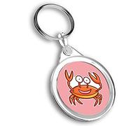 Destination Vinyl Ltd 1 x Round Photo Keyring Crab Animal Cartoon Drawing |Keychain|Keyring|Charm| #59675