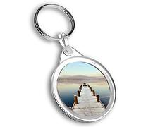 Destination Vinyl ltd 1 x Round Photo Keyring Jetty Windermere English Lake District Cumbria |Keychain|Keyring|Charm| #52997
