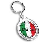 Destination Vinyl Ltd 1 x Round Photo Keyring Milan Italy Flag Circle |Keychain|Keyring|Charm| #59462