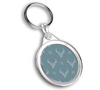 Destination Vinyl Ltd 1 x Round Photo Keyring Stag Head Diamond Abstract Pattern |Keychain|Keyring|Charm| #170880