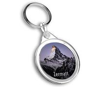 Destination Vinyl ltd 1 x Round Photo Keyring Zermatt Matterhorn Switzerland Ski |Keychain|Keyring|Charm| #63358