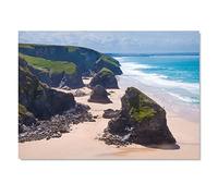 Destination Vinyl ltd 1x Art Print 6x4 Bedruthan Steps Cornwall Beach Newquay Greeting Mini Poster 15 X 10 cm 280gsm Satin Gloss Photo Paper #50227