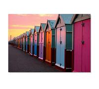 Destination Vinyl ltd 1x Art Print 6x4 Brighton Seafront Beach Huts UK Greeting Mini Poster 15 X 10 cm 280gsm Satin Gloss Photo Paper #50386