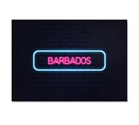Destination Vinyl ltd 1x Art Print 6x4 Neon Sign Design Barbados Country Greeting Mini Poster 15 X 10 cm 280gsm Satin Gloss Photo Paper #350562