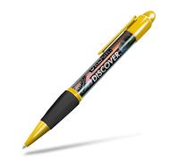 Destination Vinyl ltd 1x Orange/Yellow Ballpoint Pen (Photo Insert) - Explore Dream Discover Travelling - Soft Feel Finger Grip, Black Ink #63095