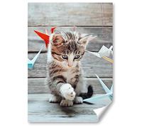 Destination Vinyl ltd 1x Poster A4 - Cute Little Kitten Playing Cat Vertical (Portrait) Art Print 21 X 29.7 cm 280gsm Satin Gloss Photo Paper #50671