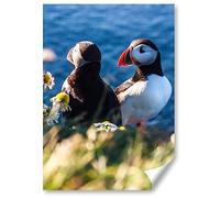 Destination Vinyl ltd 1x Poster A4 - Icelandic Puffin Bird Couple Iceland Vertical (Portrait) Art Print 21 X 29.7 cm 280gsm Satin Gloss Photo Paper #51222