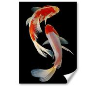 Destination Vinyl ltd 1x Poster A4 - Koi Fish Goldfish Carp Red White Vertical (Portrait) Art Print 21 X 29.7 cm 280gsm Satin Gloss Photo Paper #63178