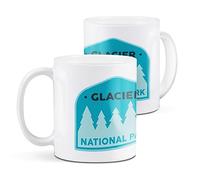 Destination Vinyl ltd 2 White Ceramic Mug Cup (11oz / 284ml) Glacier National Park USA for Coffee Tea Drinks Kitchen Office #60681